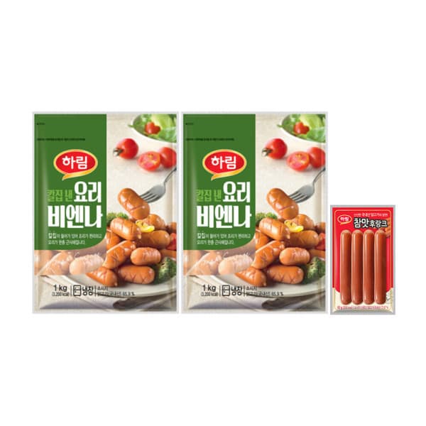 하림 칼집 요리비엔나 1kg+1kg+후랑크소시지 80g 1봉